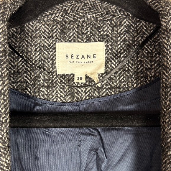 Sezane Sally Jacket in Black Chevron - Picture 6 of 8